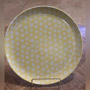 SPRITZ Set of 8 Melamine 10" Dinner Plates Yellow/ White Flowers Country Core